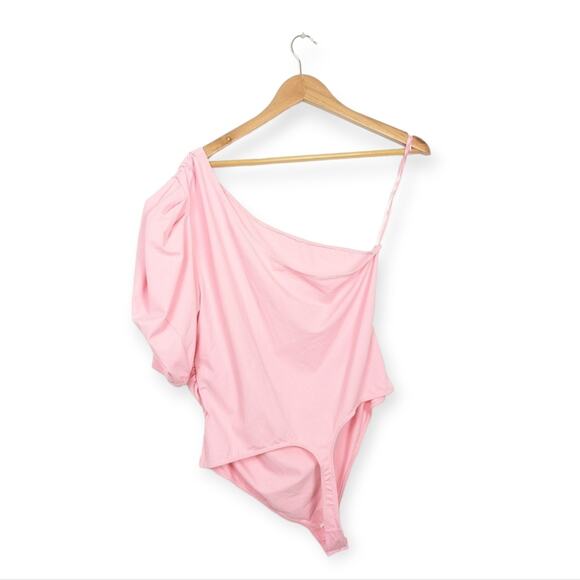 NWT Free People Pink Somethin Bout You One Shoulder Bodysuit Size XL - Picture 2 of 10
